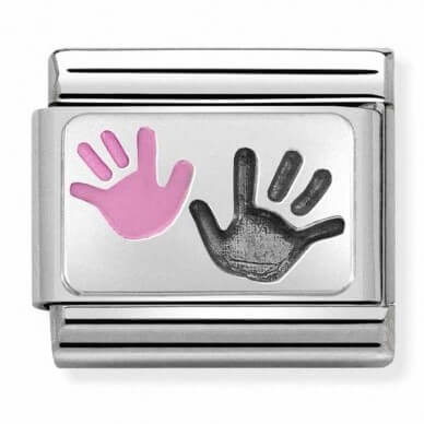 Composable Classic Oxidised Silver Hands Daughter and Parent Link