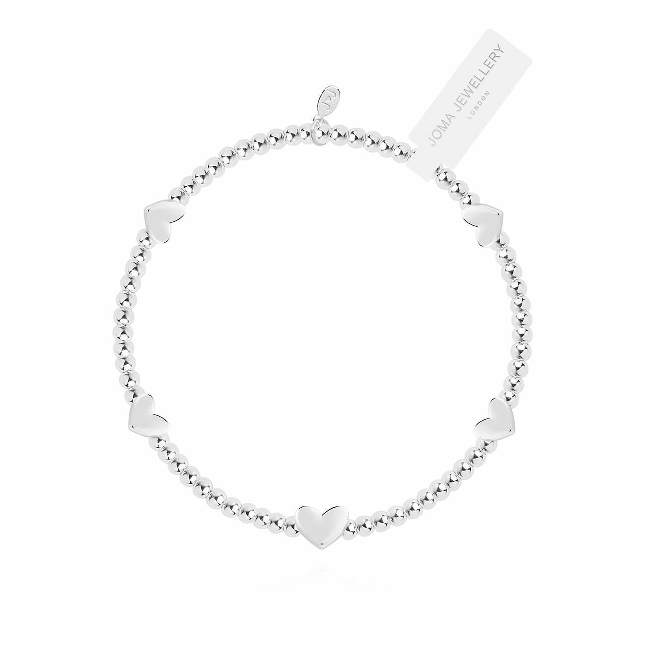 Bracelet Bar Hearts Silver Stretch Bracelet