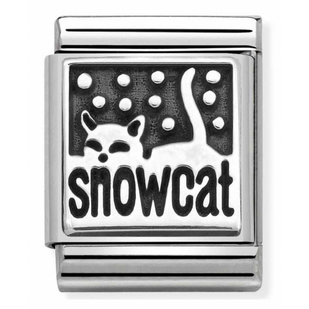 Composable Oxidized Snowcat Symbol Stainless Steel And Sterling Silver Big Charm