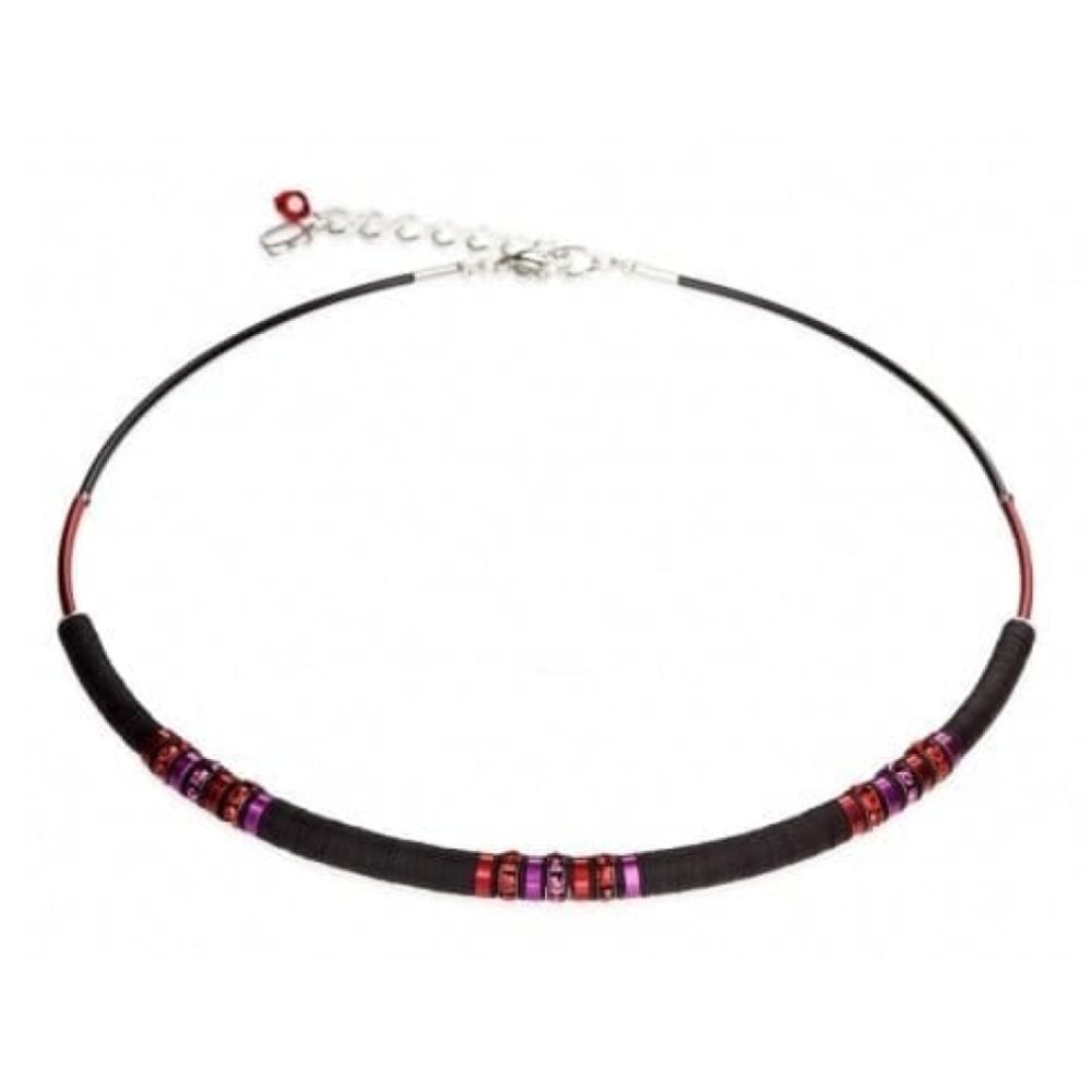 Diamond-cut Aluminium Black & Pink Black Sequin Necklace