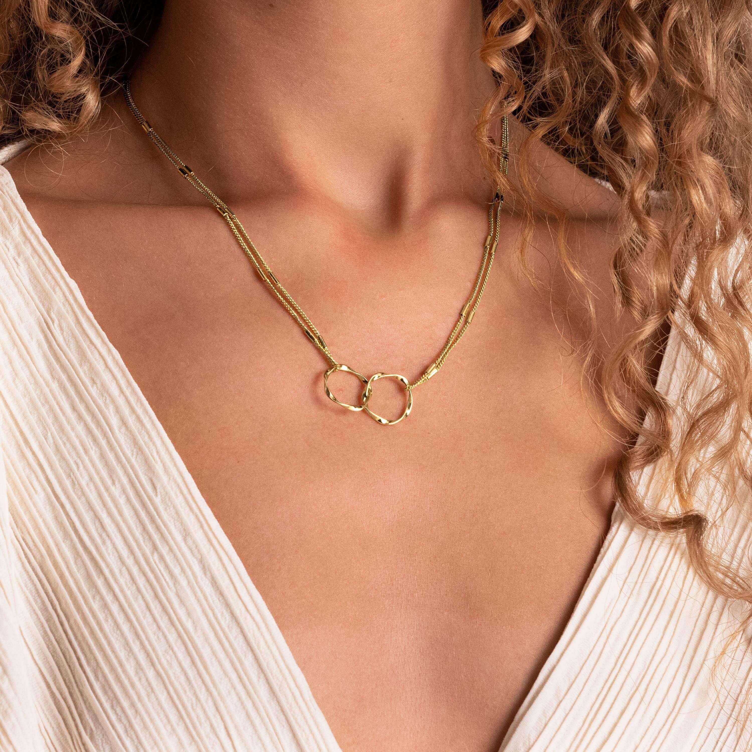 Riviera | Hammered Wave Charm Necklace | Gold | Necklace | 45cm + 5cm Extender