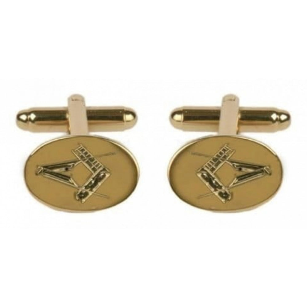 Gents Gold Plated Masonic Engraved Cufflinks
