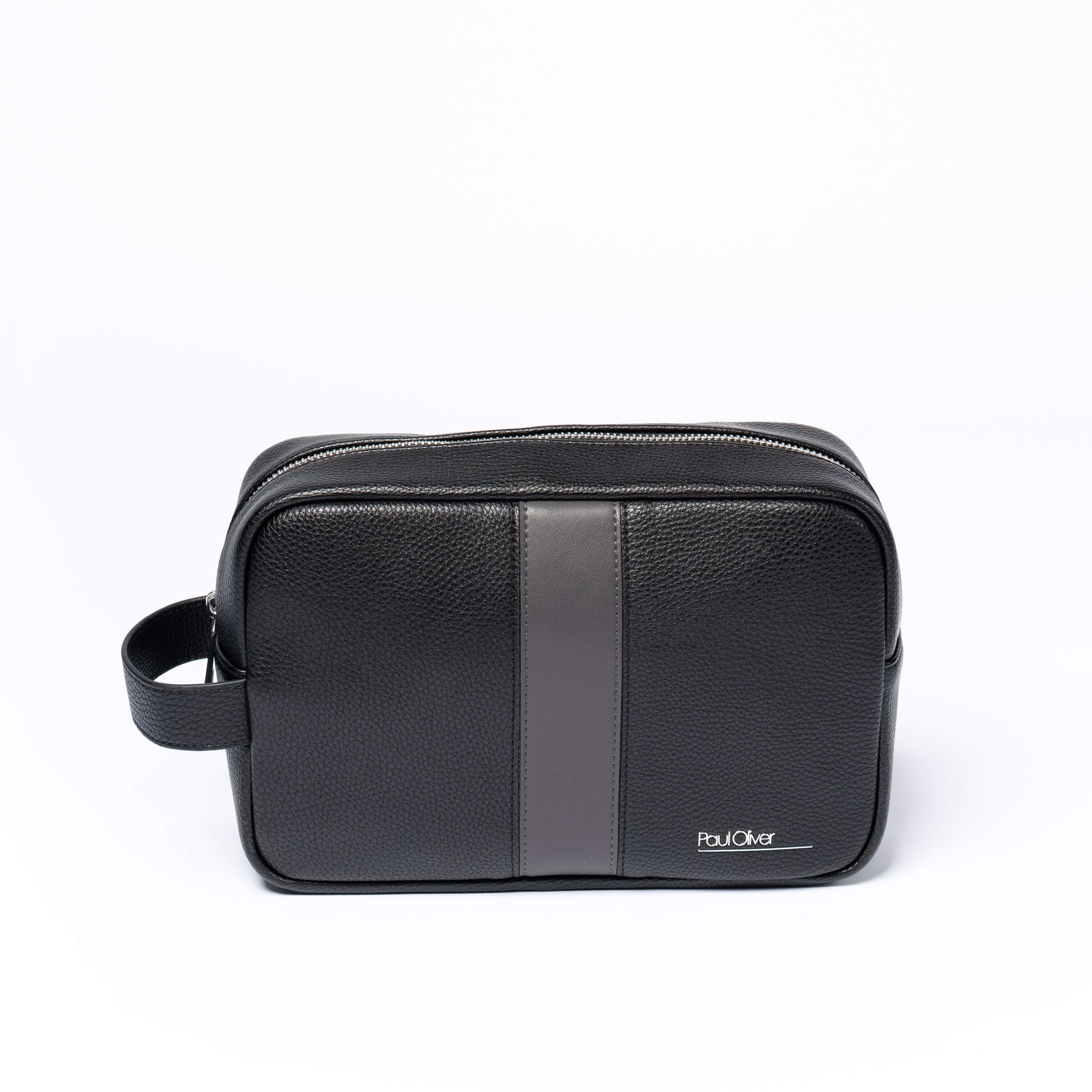 Black Wash Bag With Graphite Stripe