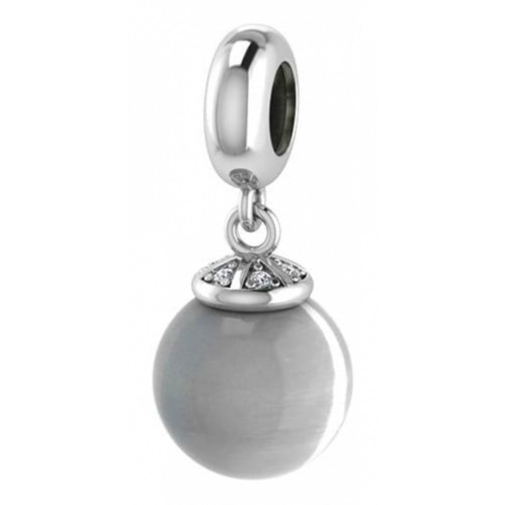 White Moon Stone Drop Sterling Silver Charm