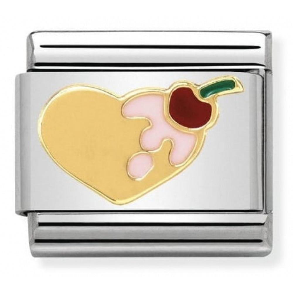 Classic Cookie Heart In Stainless Steel & 18k Gold Charm