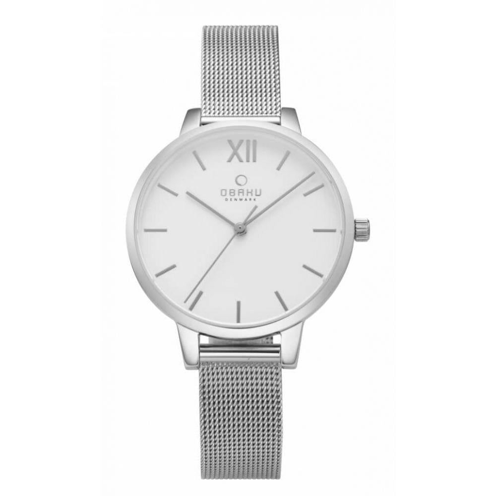 Stainless Steel White Dial & Mesh Bracelet Strap Ladies Watch