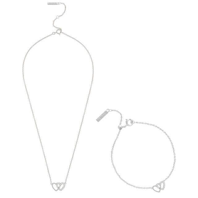Classic Heart Bracelet & Necklace Gift Set Silver