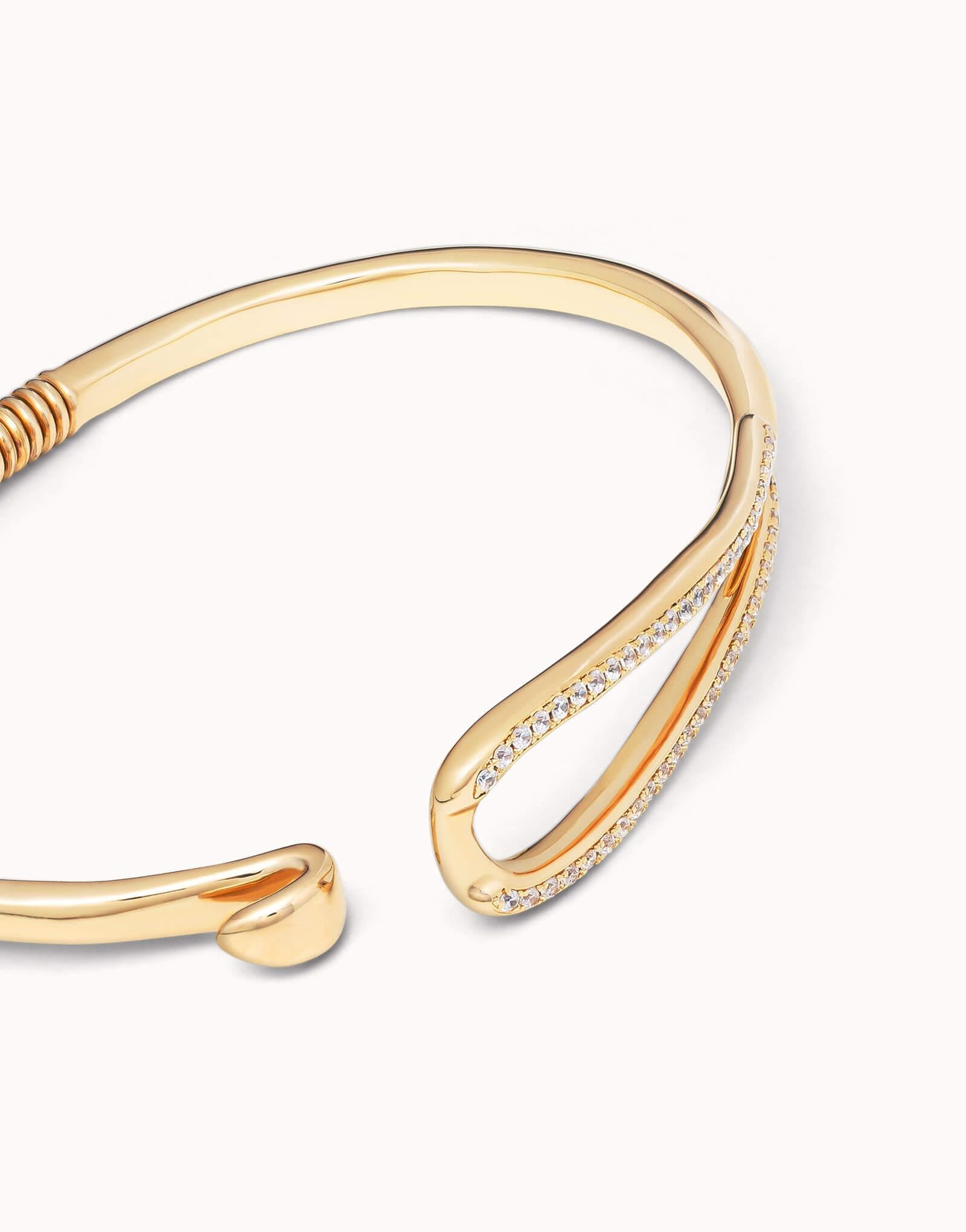 18k Gold Plated Bracelet With White Topaz & Spring