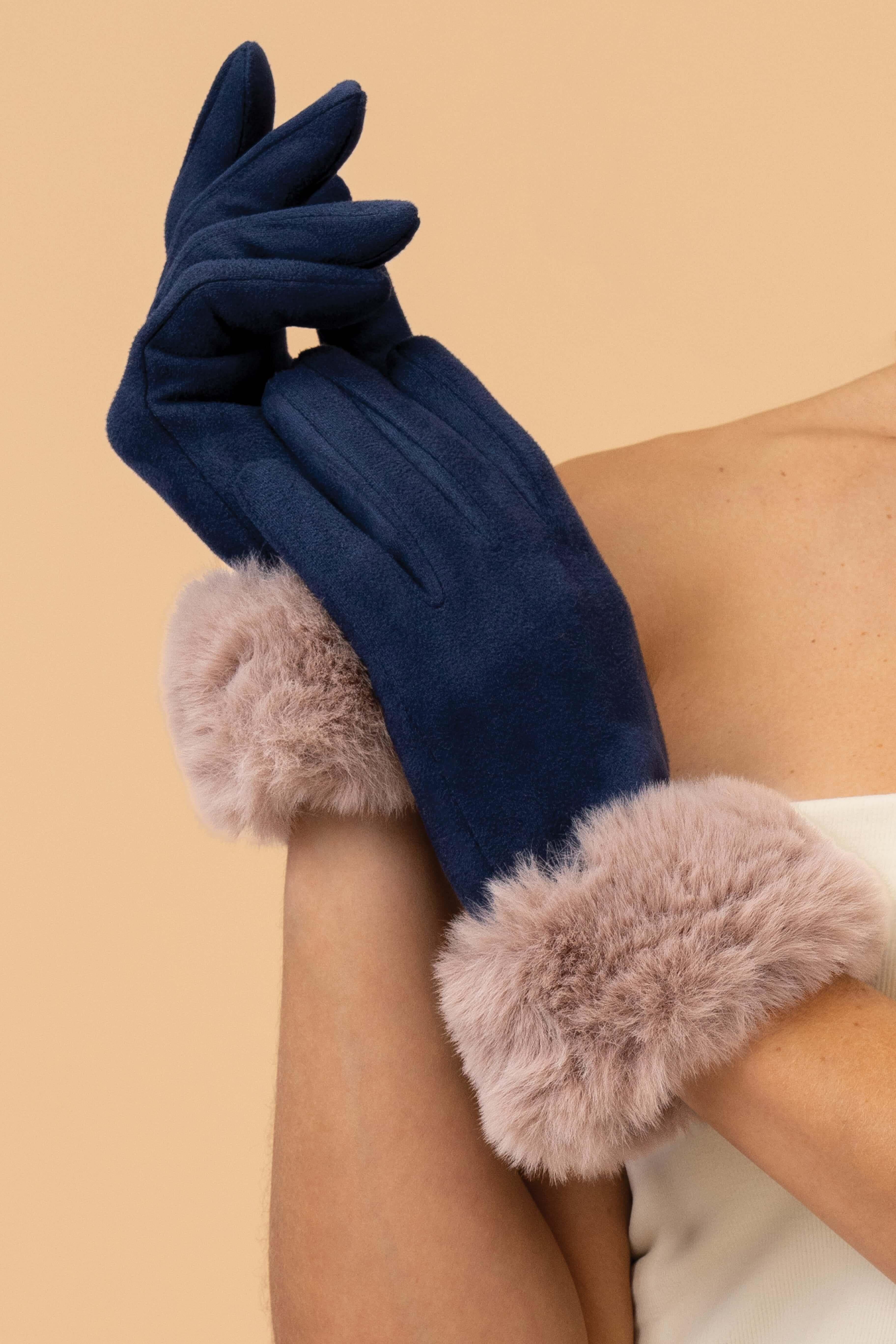 Bettina Gloves in Navy/Taupe