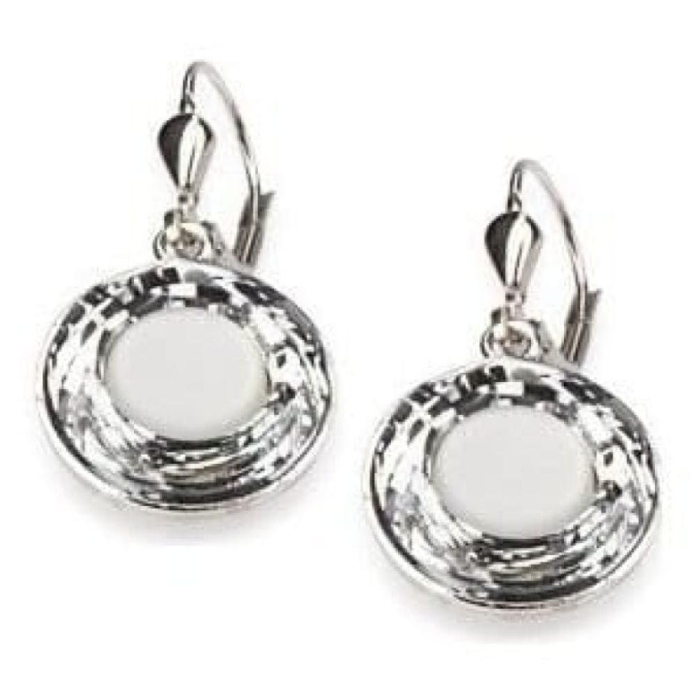 Ladies Swarovski Elements Polaris Rhodium Plated White Earrings