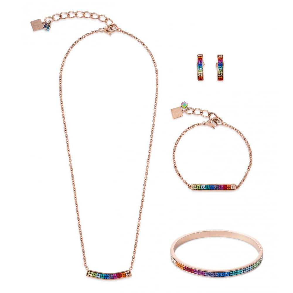 Multicolour Arch With Crystals Pave Rose Gold Bracelet
