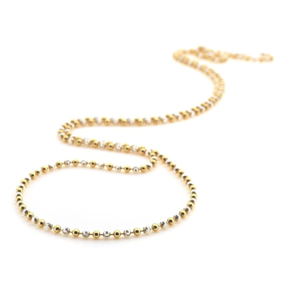 Sterling Silver and Yellow Gold Plate Accent Bead Chain 30"