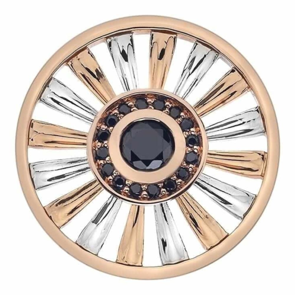 Art Deco Sunrise Silver & Rose Gold Plate Coin - 25 mm