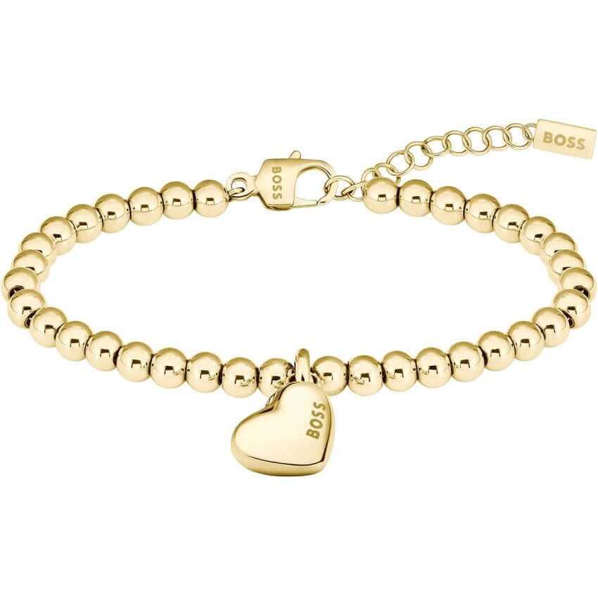 Beaded Gold Tone Honey Heart Ladies Bracelet