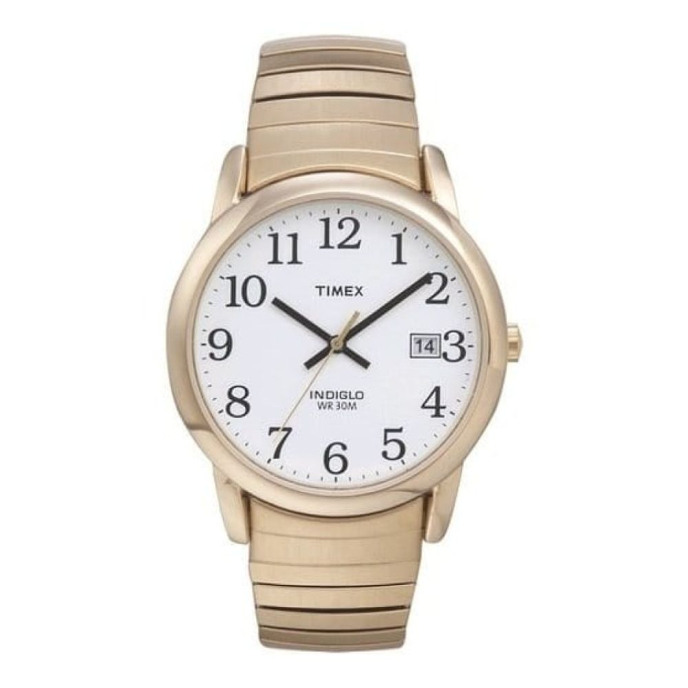 Unisex Brushed Gold Stainless Steel Indiglo Wristwatch