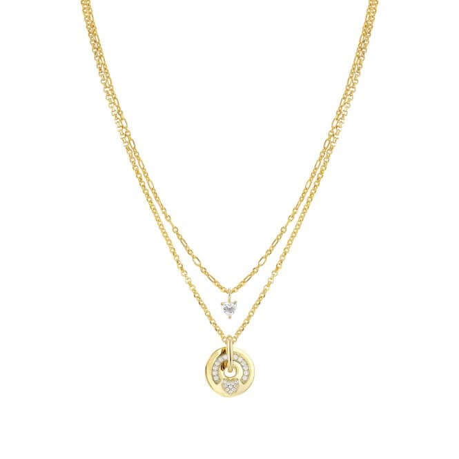 Sentimental Gold Tone & CZ Pave Heart Necklace