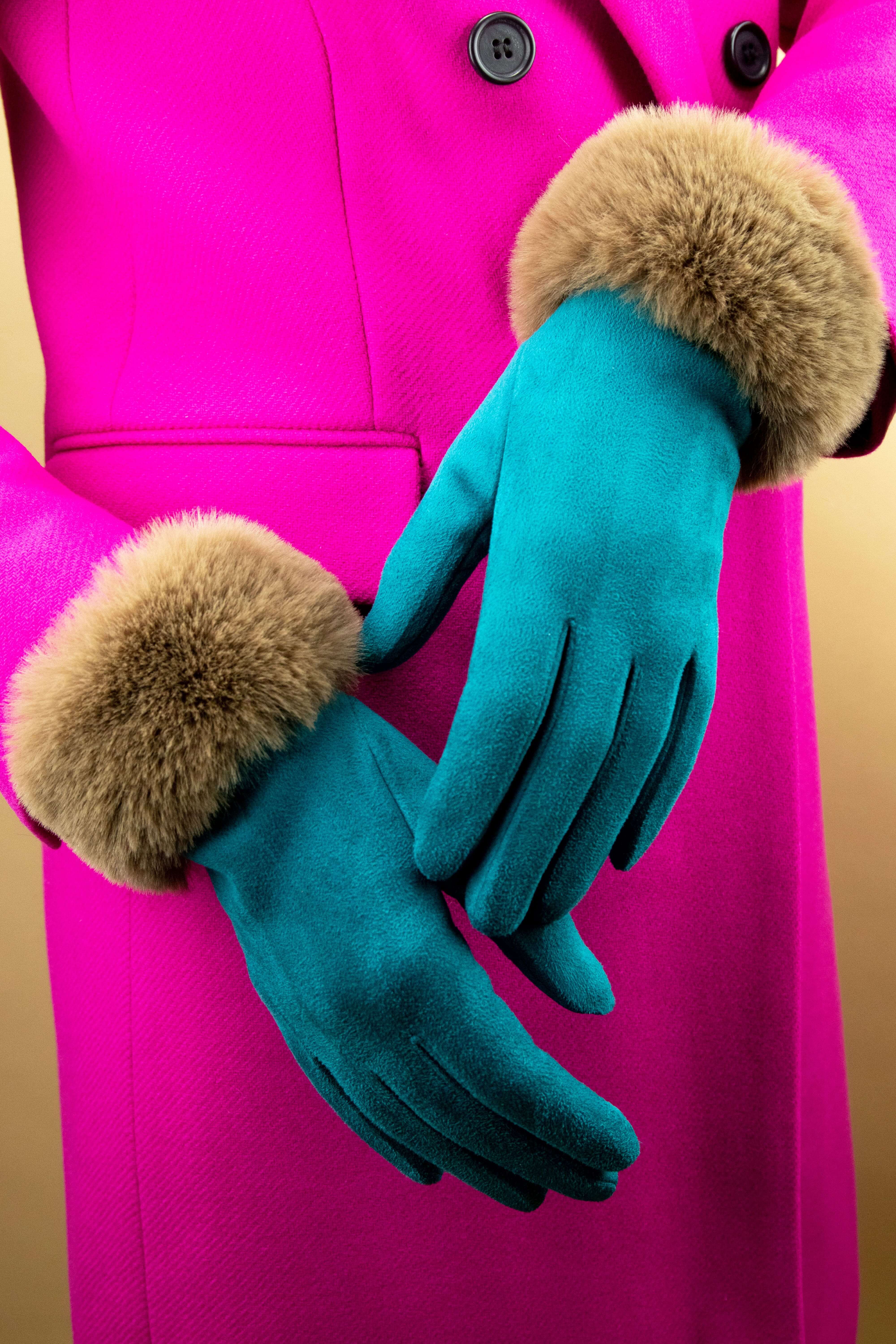 Bettina Gloves - Teal/Teddy