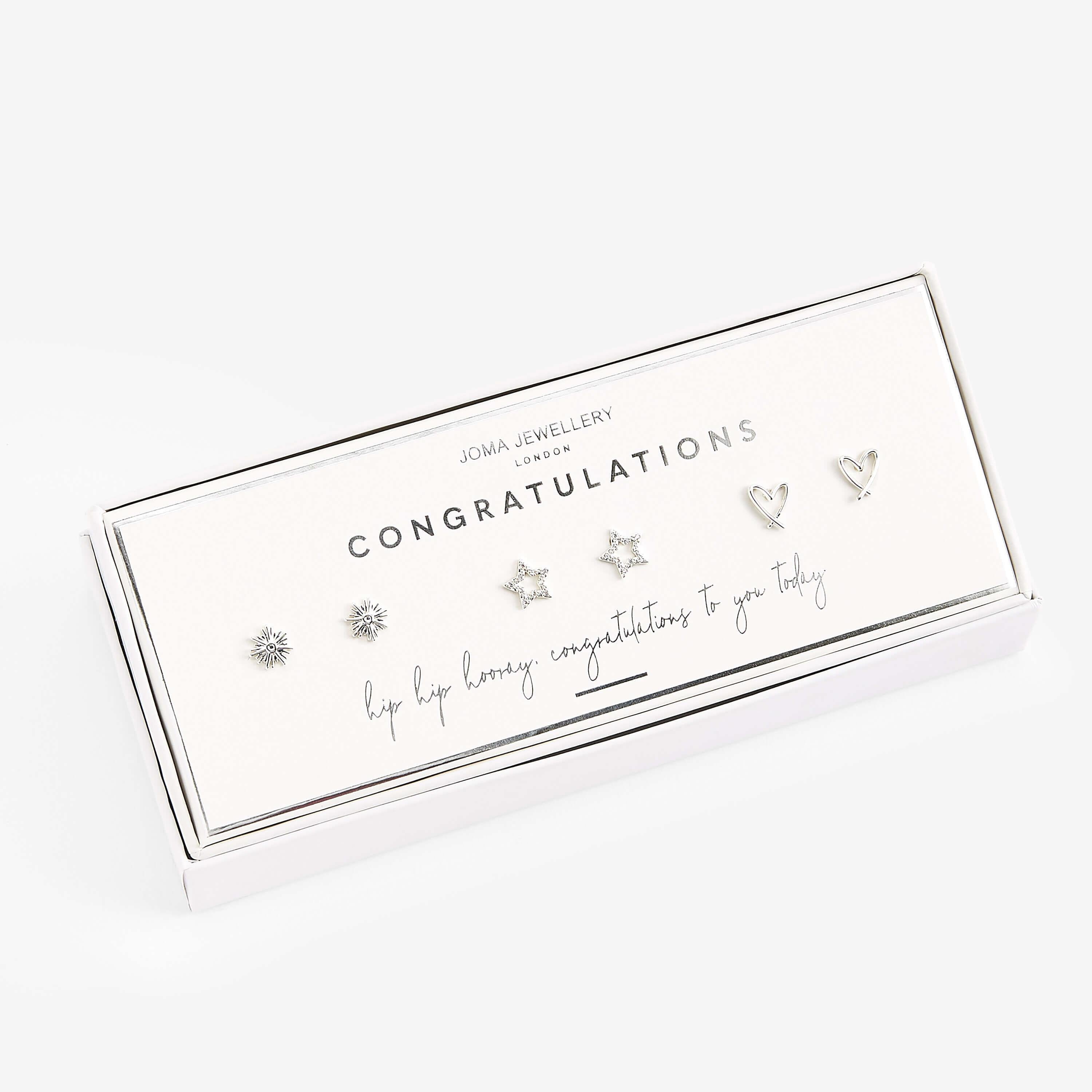Occasion Earring Box | Congratulations | Silver | Earrings | Set Of 3 Earrings
