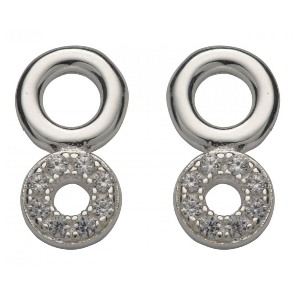 Sterling Silver 925 Round Earrings with CZ