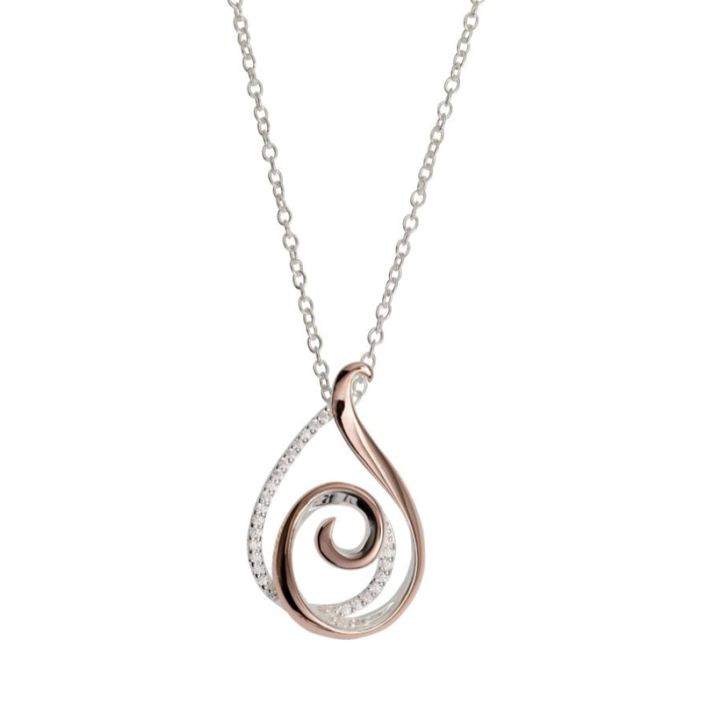 Silver 925 Pendant With Rose Gold Plating And CZ Incl. Chain