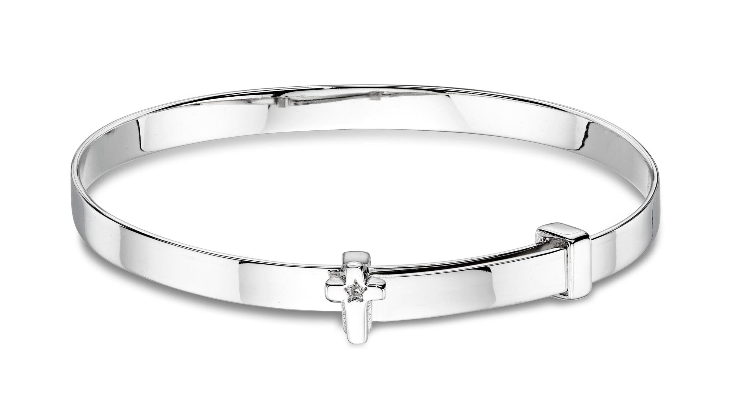 Honor -Diamond Cross Christening Baby Bangle