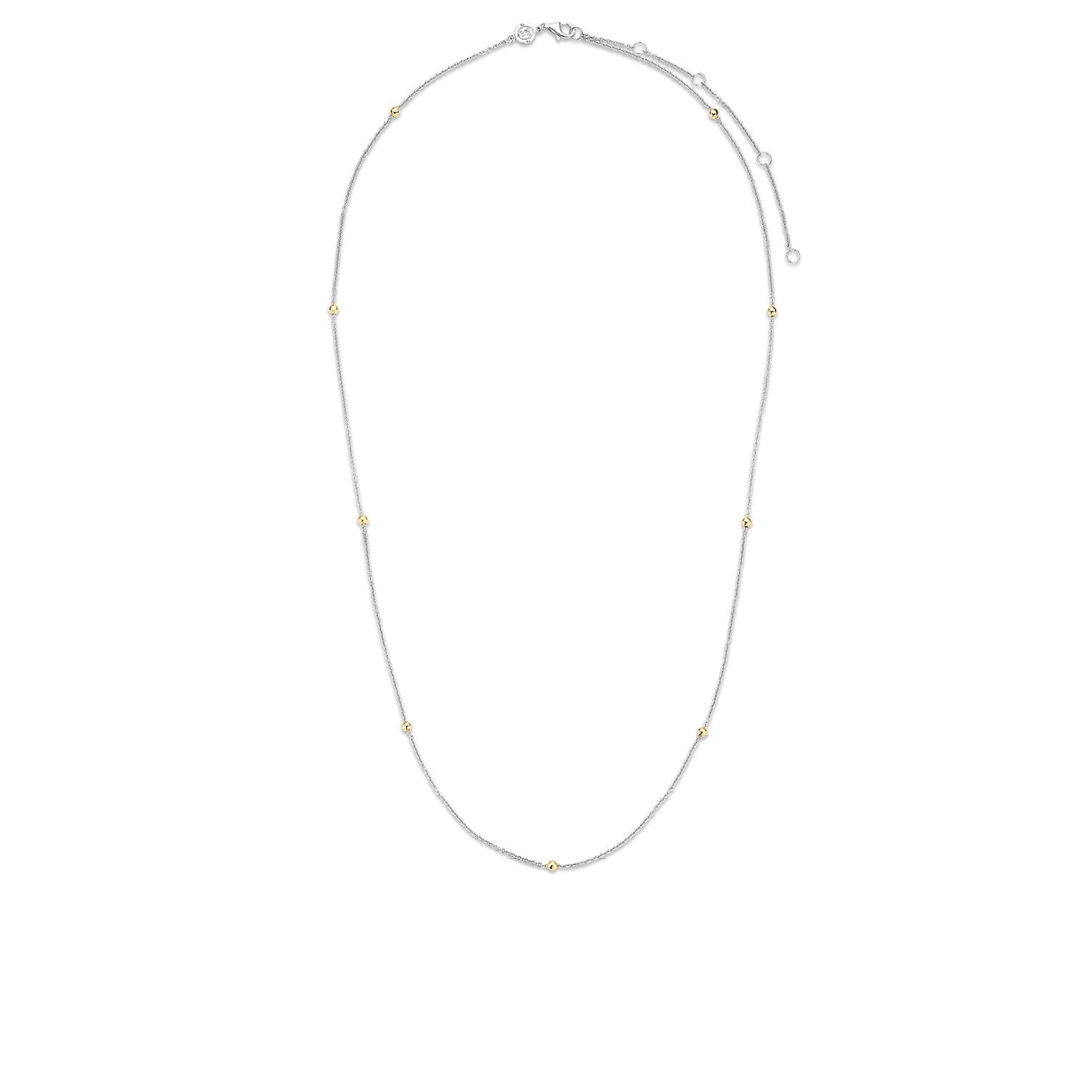 Gold Plated Stones With Silver Chain Necklace