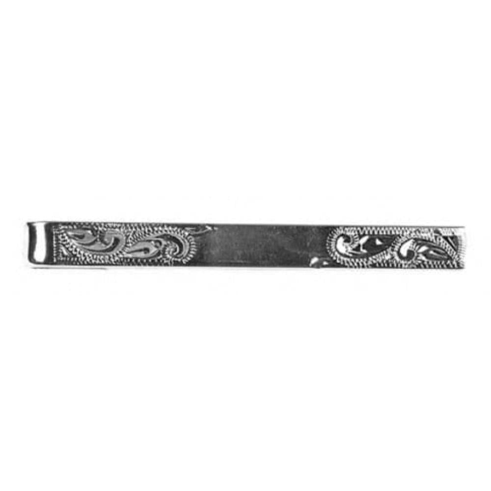 Rhodium Plated Patterned Tie Bar