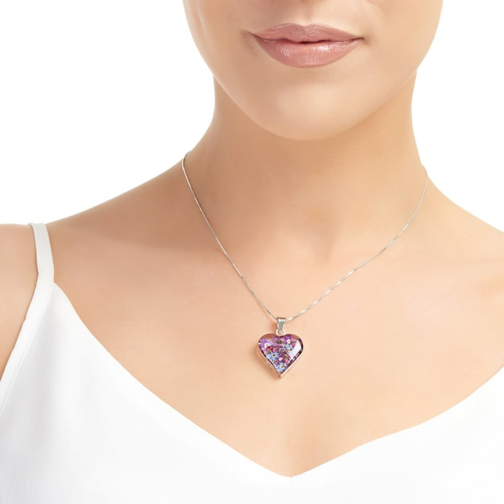 Silver Pendant - Purple Haze - Medium Heart