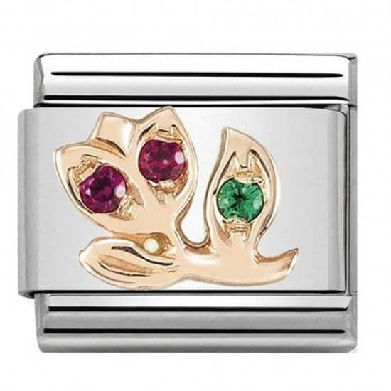 Composable Classic 9k Rose Gold CZ Red Tulip Link