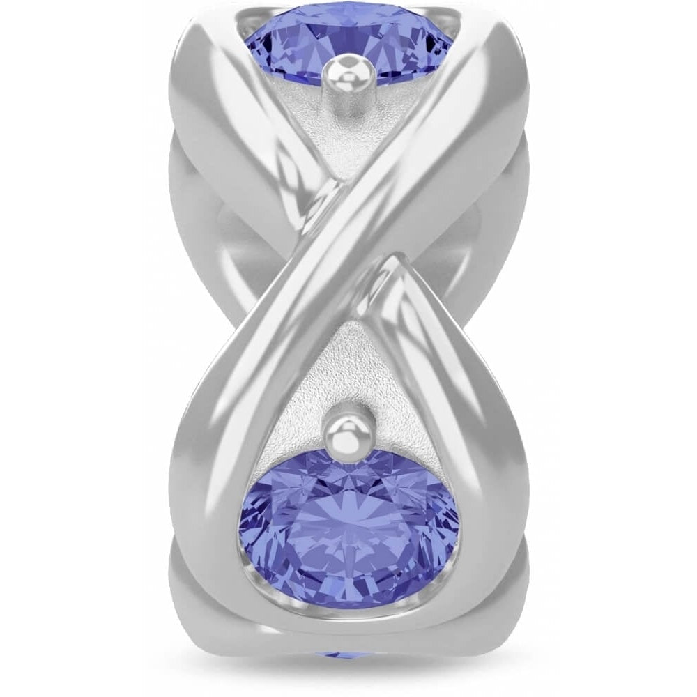 Blue CZ Sterling Silver Infinity Round Charm