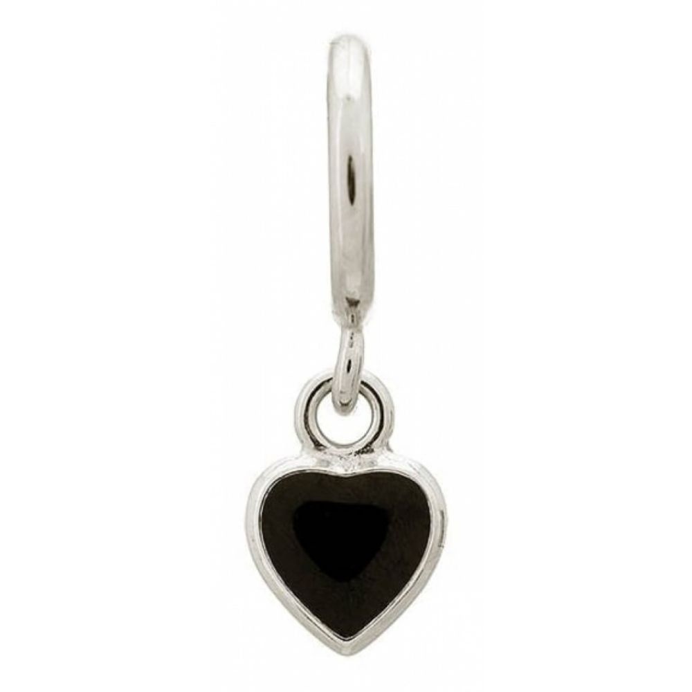Black Enamel Hanging Heart Charm