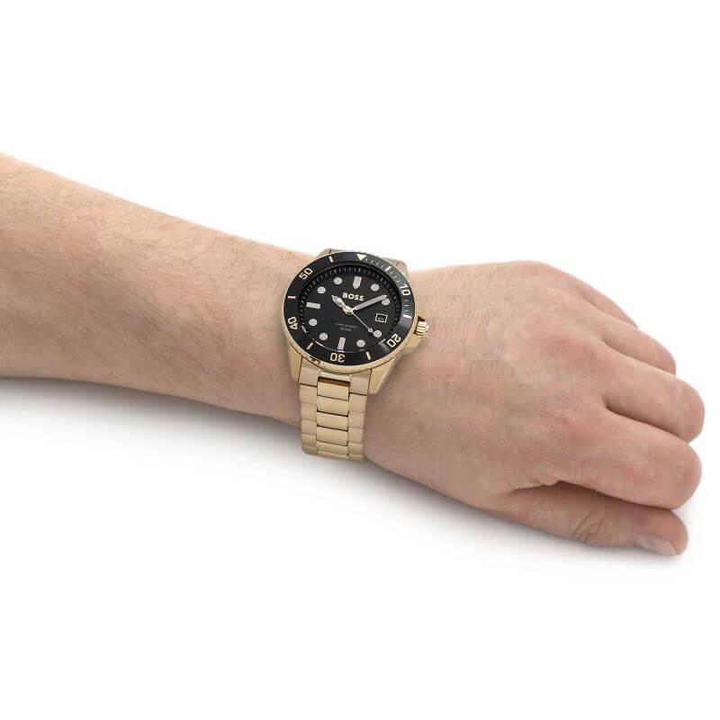 Ace Black Dial Gold Stainless Steel Bracelet Watch