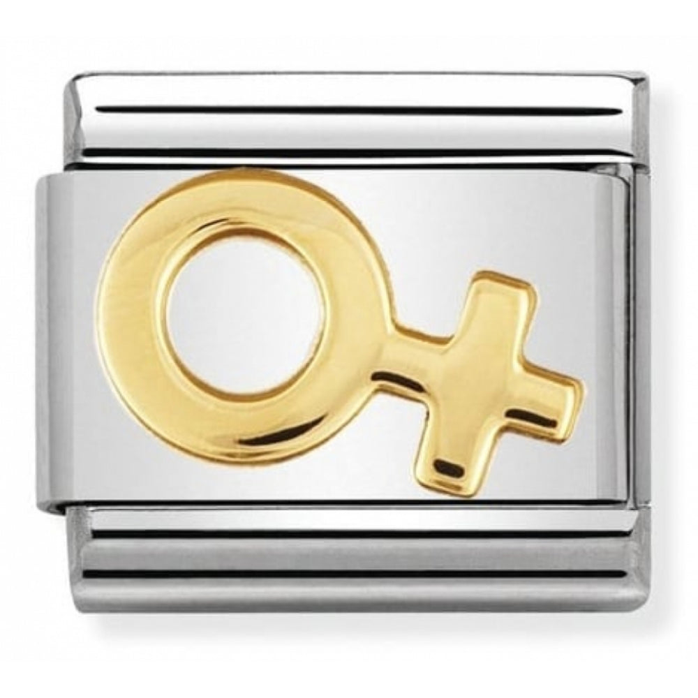 Classic Female Symbol In Stainless Steel With 18k Gold Charm
