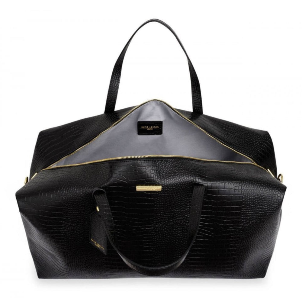 Celine Faux Croc Weekend Holdall Bag | Black | 30 X 53 X 25cm