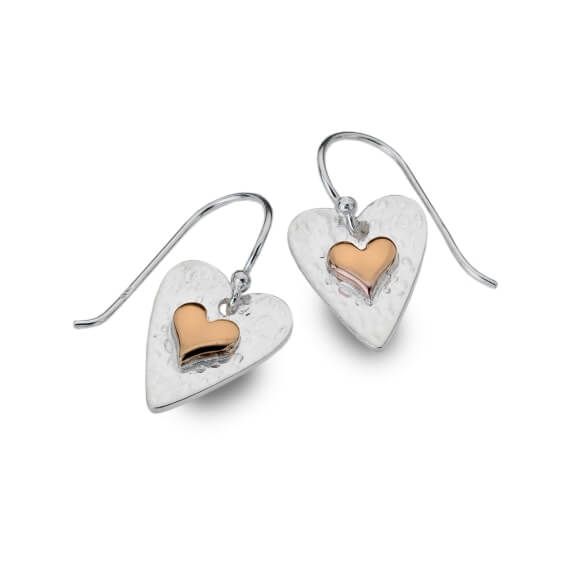 Origins Rose Gold Plated Textured Heart Earrings