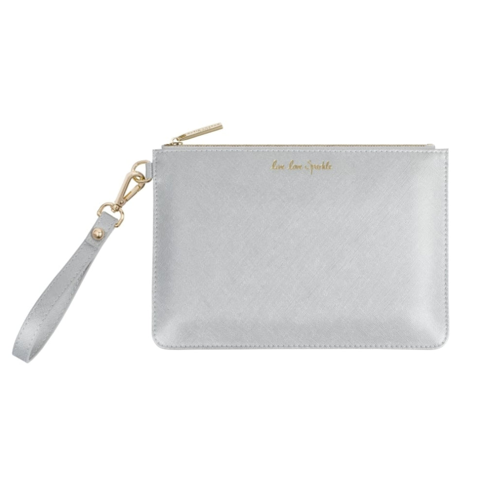 SECRET MESSAGE POUCH - LIVE LOVE SPARKLE/A REMINDER TO LIVE LOVE SPARKLE EVERY DAY - metallic silver - 16x24cm