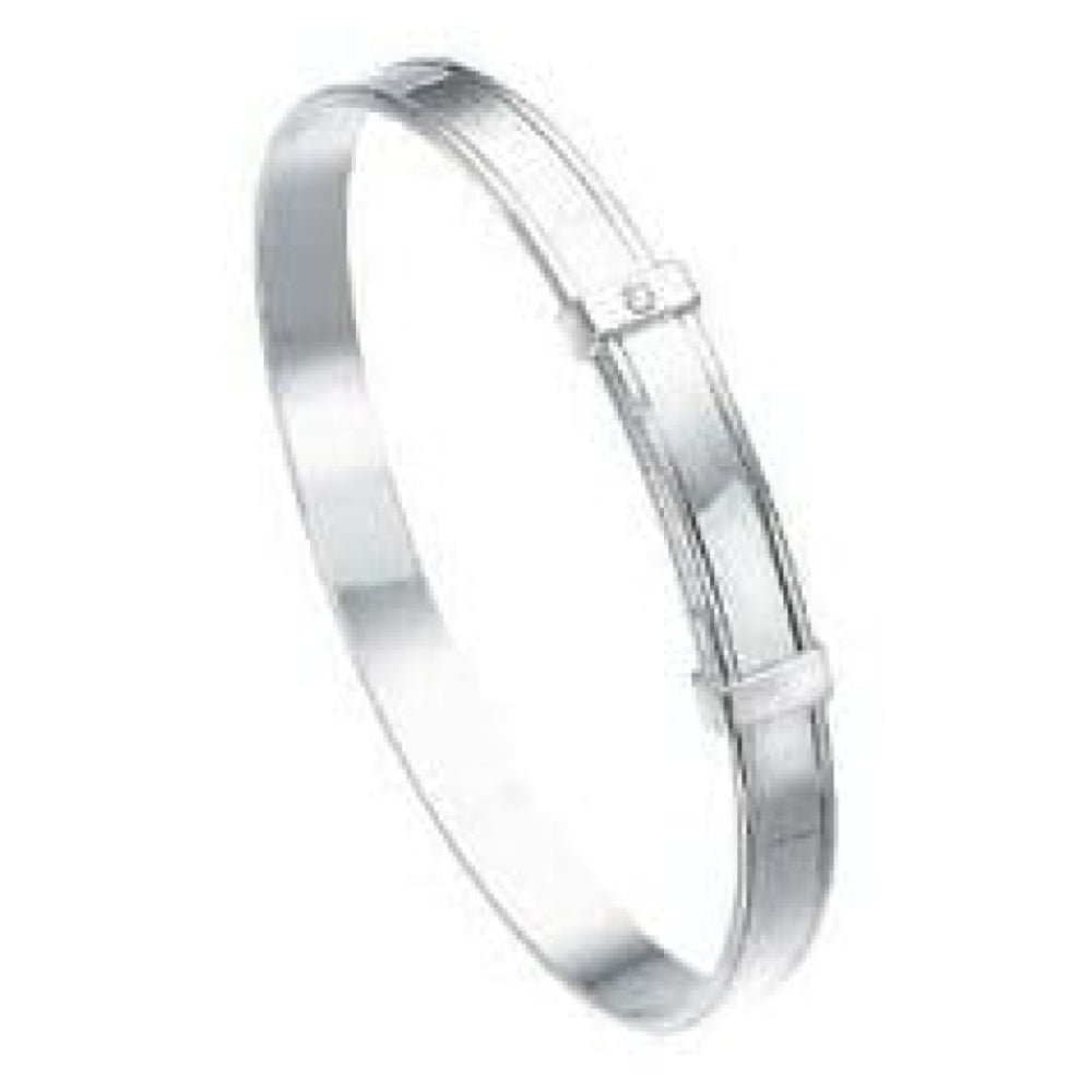 Boys Sterling Silver And Diamond Bangle
