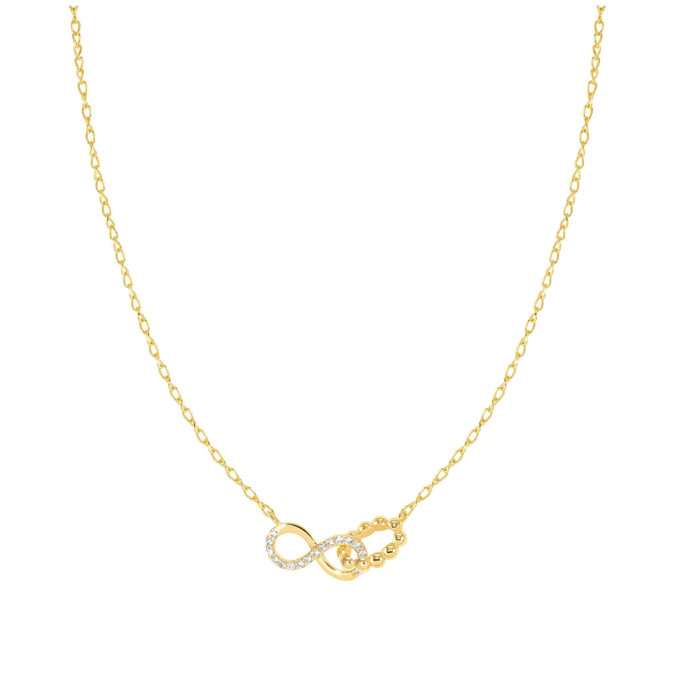 Lovecloud Necklace In Gold With CZ Set Interlocking Infinity Pendant