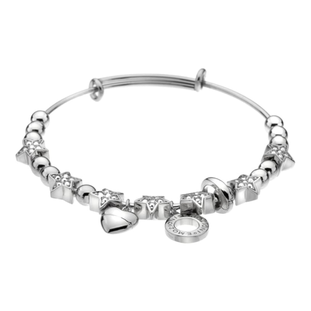 Emozioni Silver Plate Crystal Star Bangle