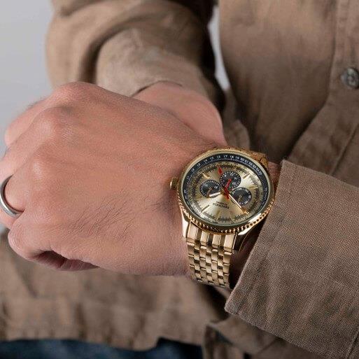 Maverick Champagne Dial With Gold Plated Case & Bracelet Strap Men's Watch