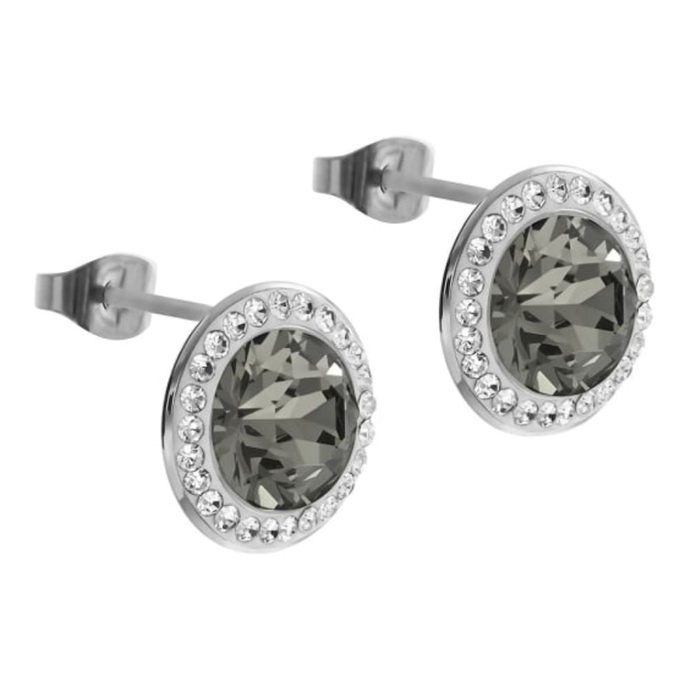 Silver 13mm Black Diamond Tondo Deluxe Earrings