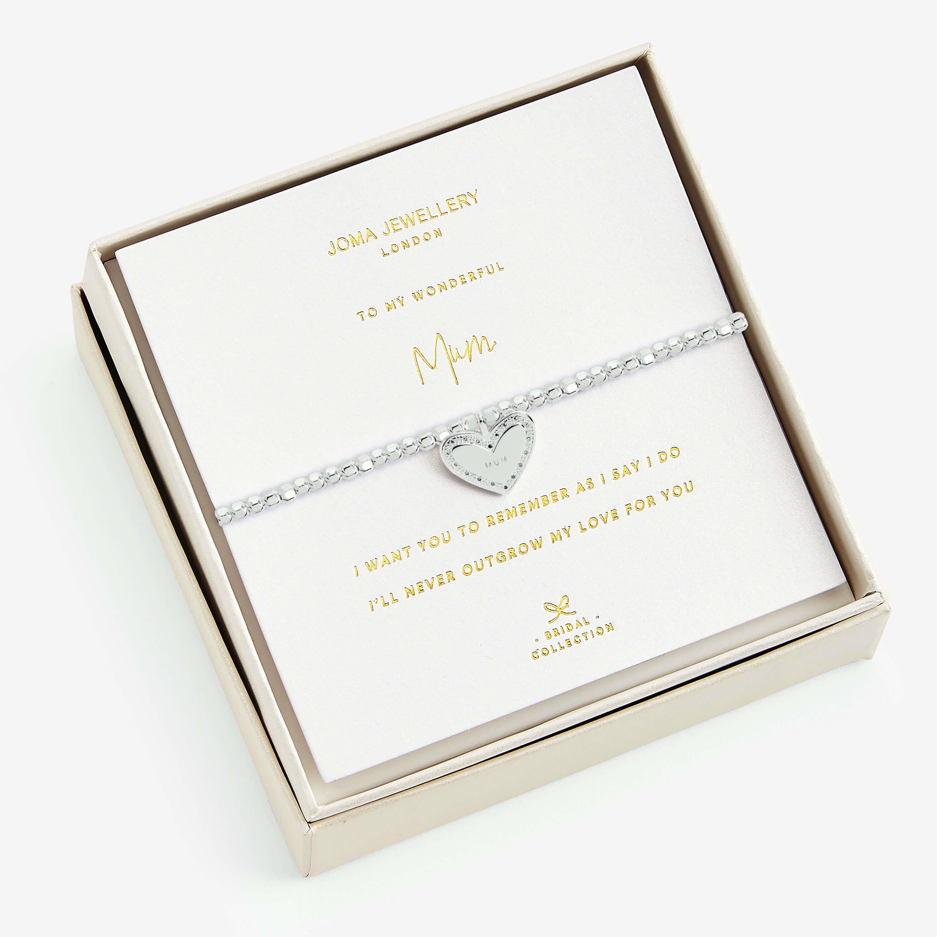 Beautifully Boxed Bridal Bracelets | Wonderful Mum | Silver | Bracelet | 17.5cm Stretch