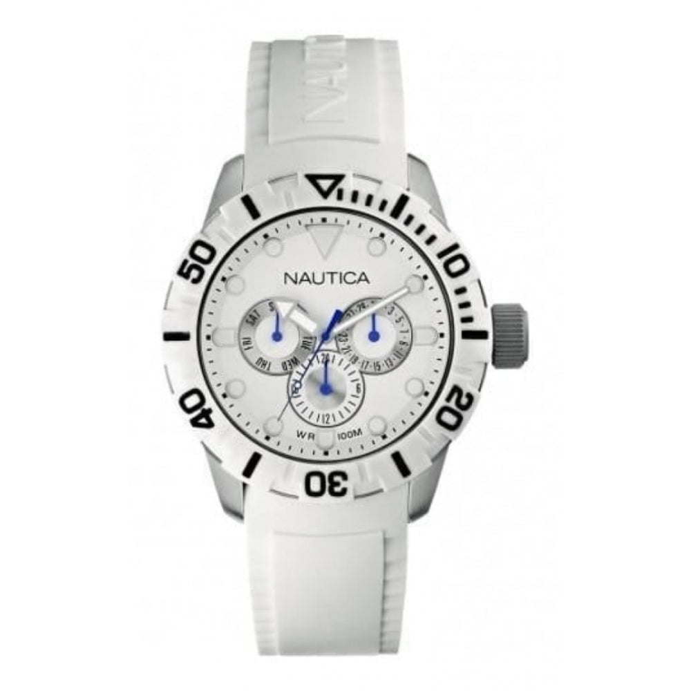 Gents White Rubber Multifunctional Watch