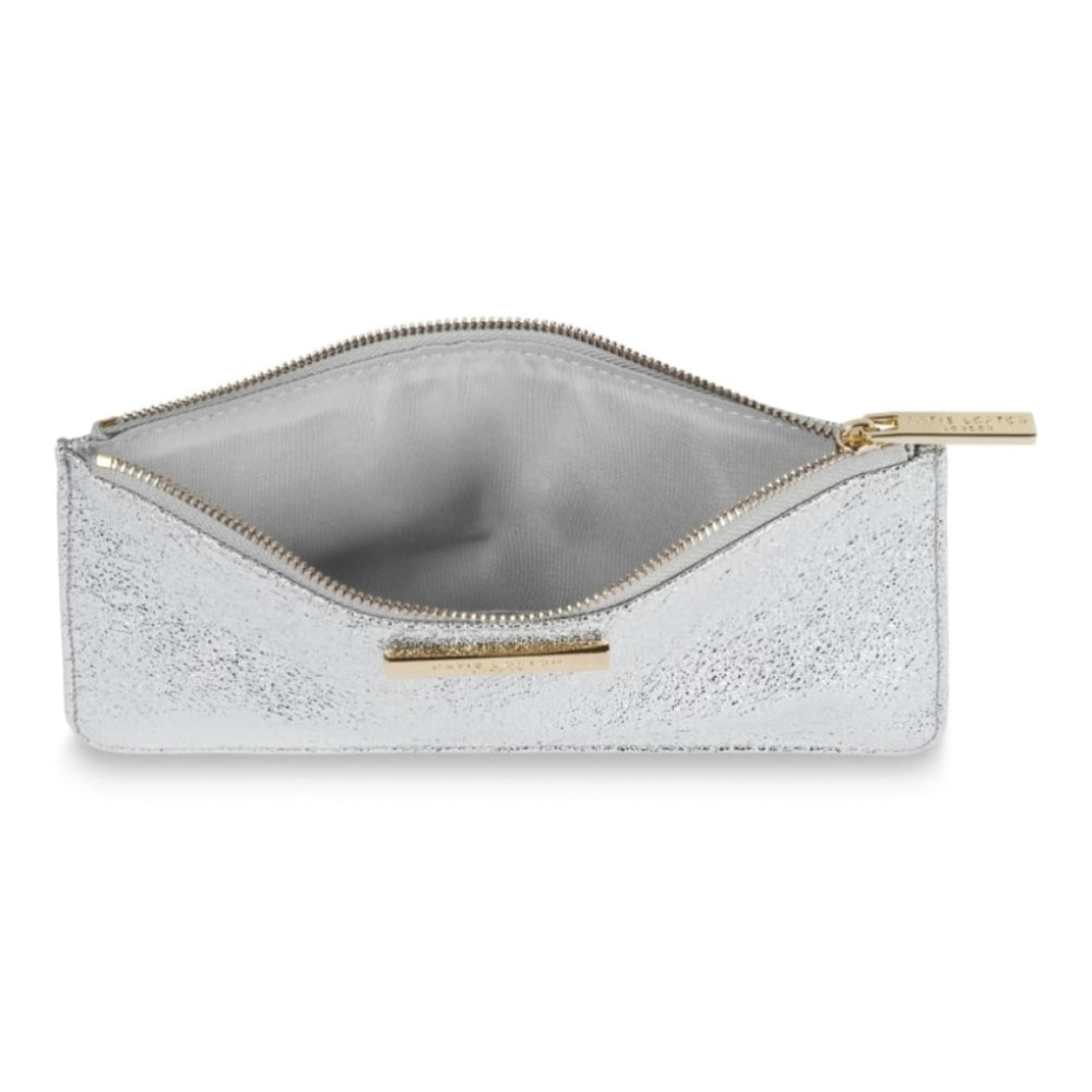 MARCIE PENCIL CASE/SLIM POUCH - metallic silver - 11x22cm