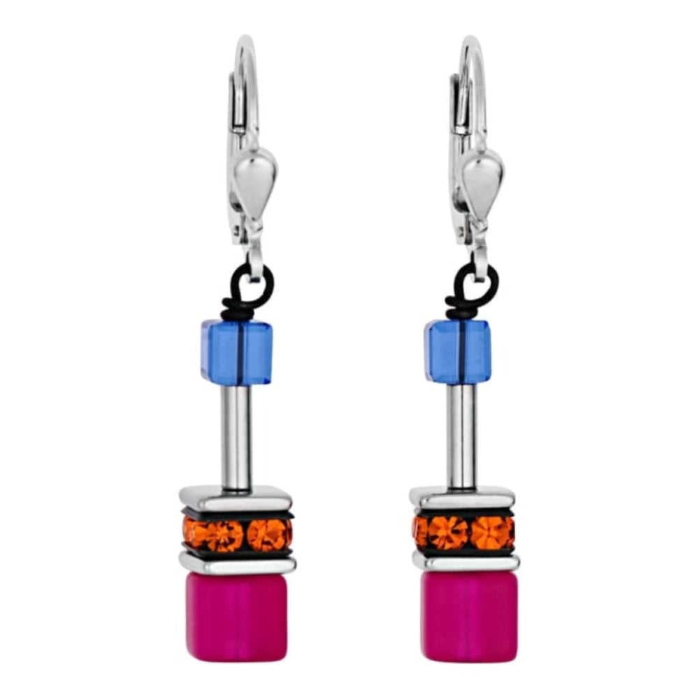 Ladies Pink Cube Earrings