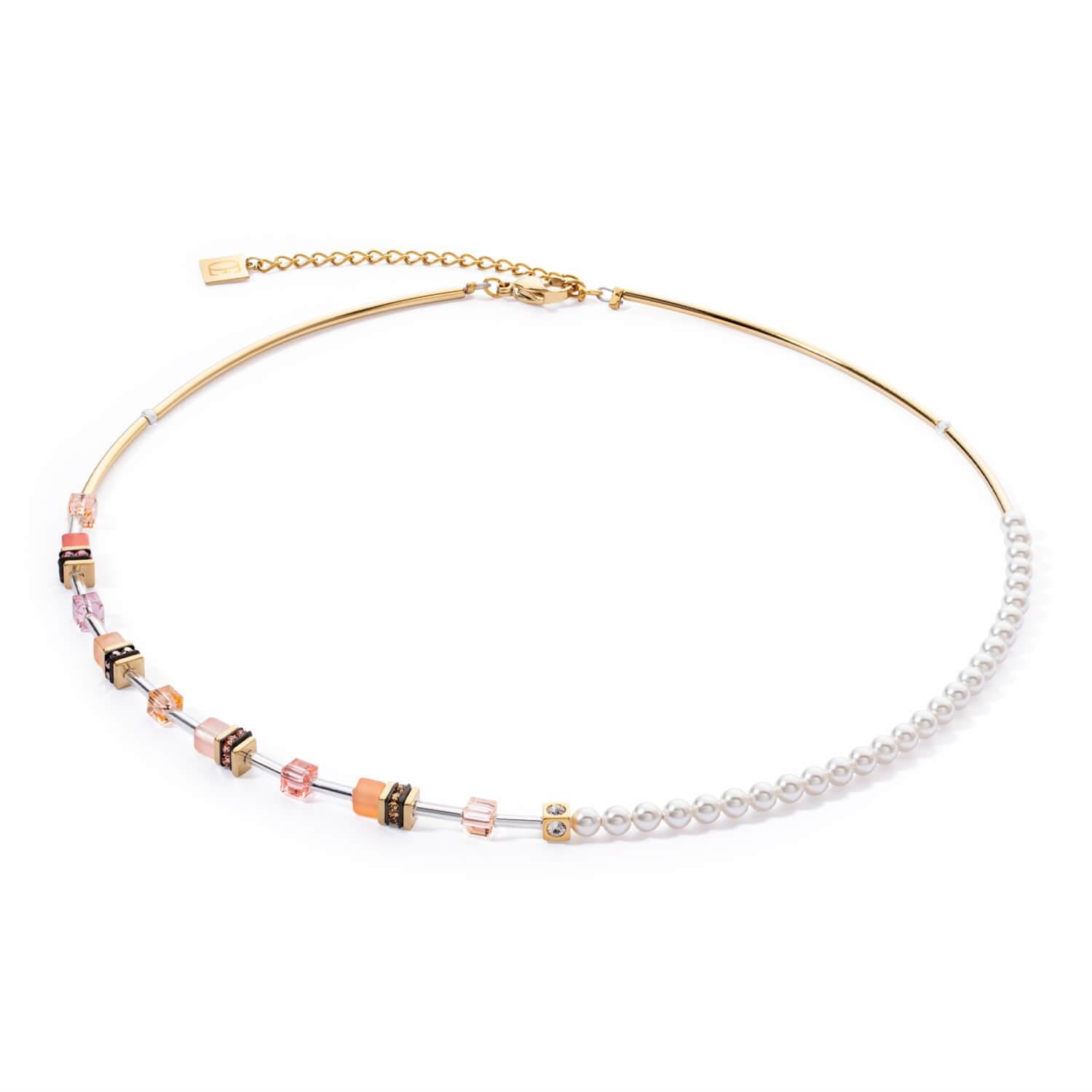 GeoCUBE Mini Fusion Pearls Necklace In Apricot