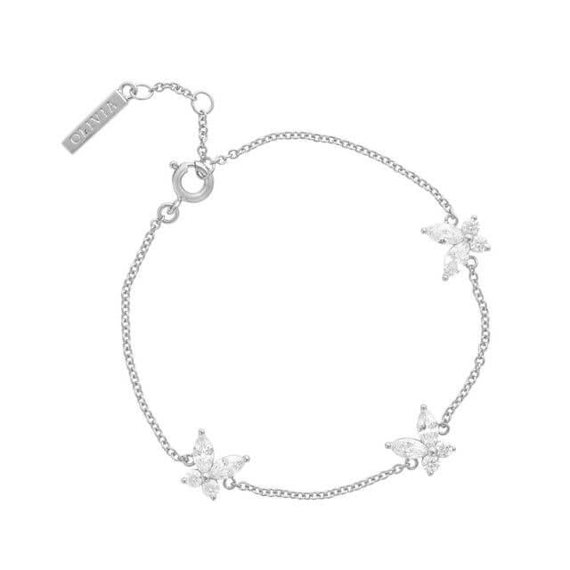 Sparkle Butterfly Marquise Bracelet Silver