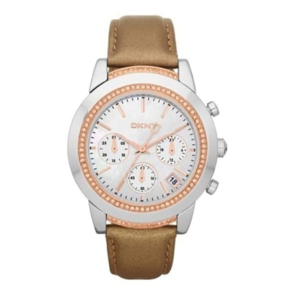 Ladies Sand Brown Leather Chronograph Watch