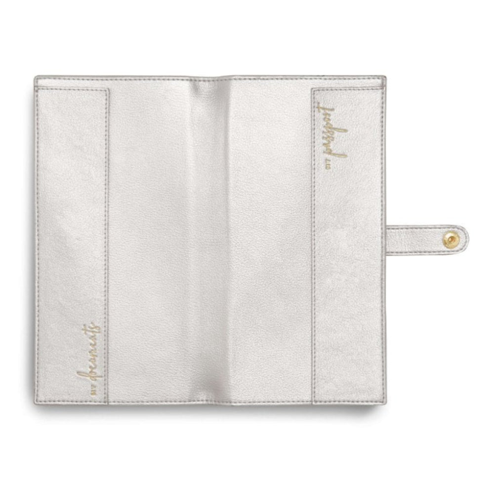 TRAVEL WALLET - FOREVER EXPLORING - Metallic Silver - 23x12cm