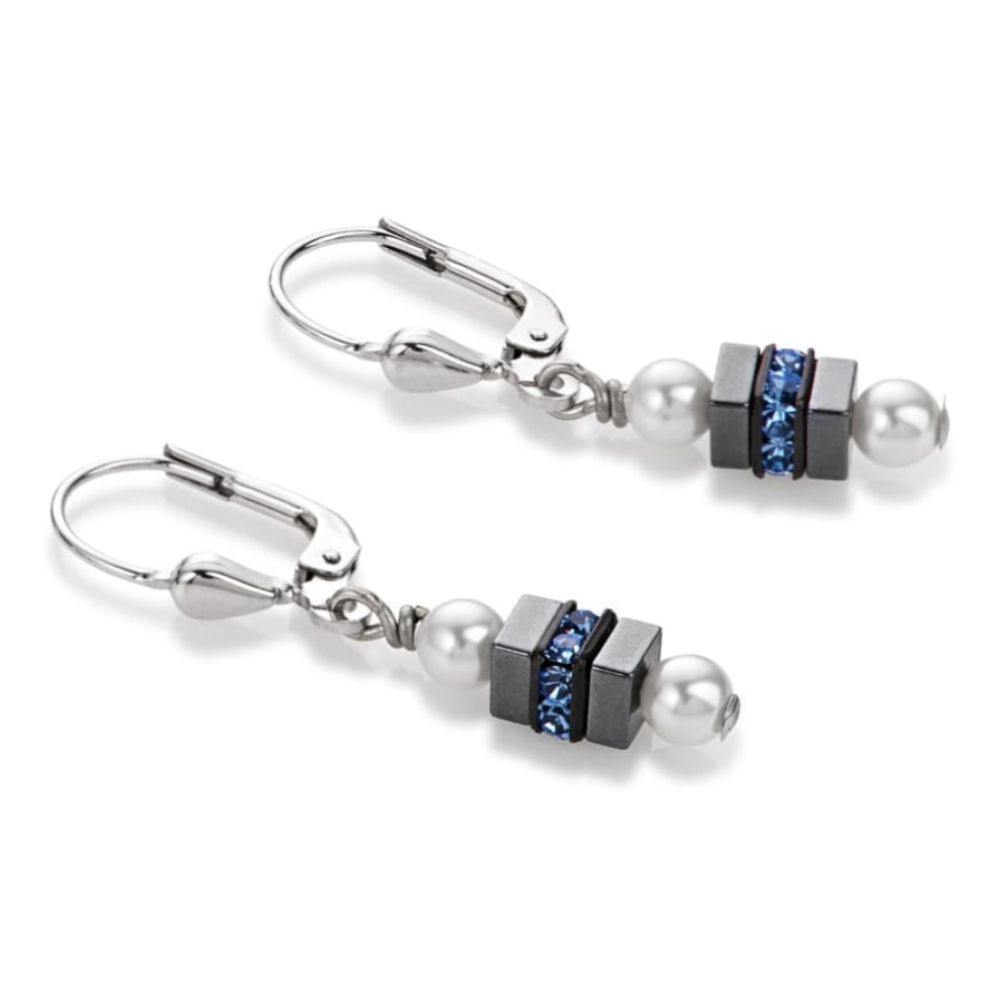 Blue Crystal & Pearl Earrings